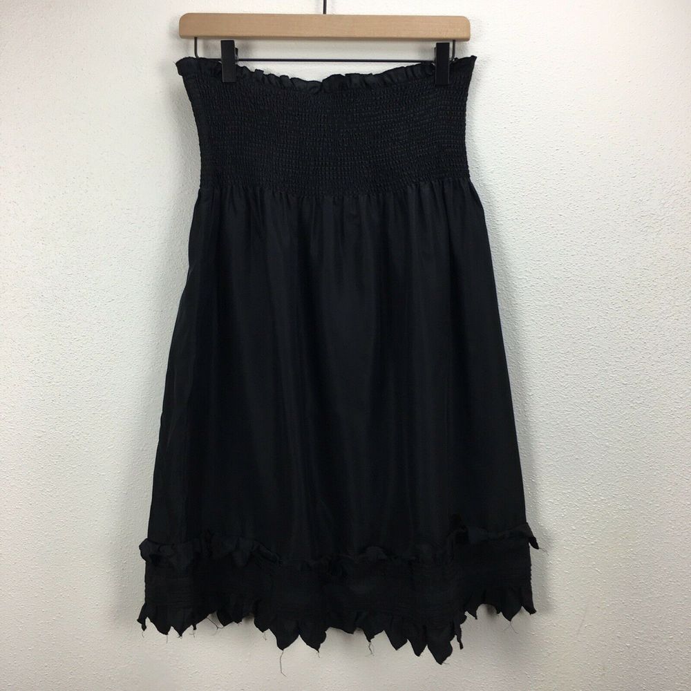 BCBGMaxAzria Black Strapless Ruffled Hem Wedding Dress